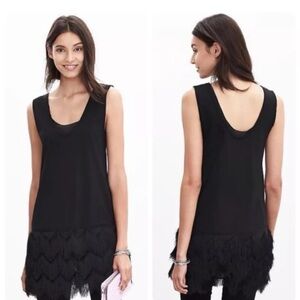 NWT Banana Republic Black Sleeveless Flapper Silhouette Fringe Tunic Tank Top